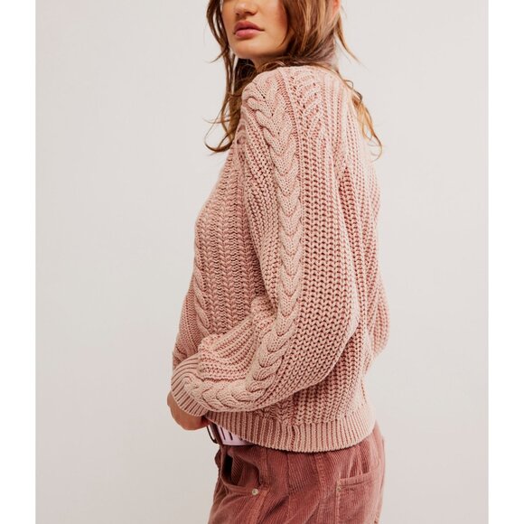 FREE PEOPLE Frankie Cable Sweater /
Misty Rose - Picture 2 of 9